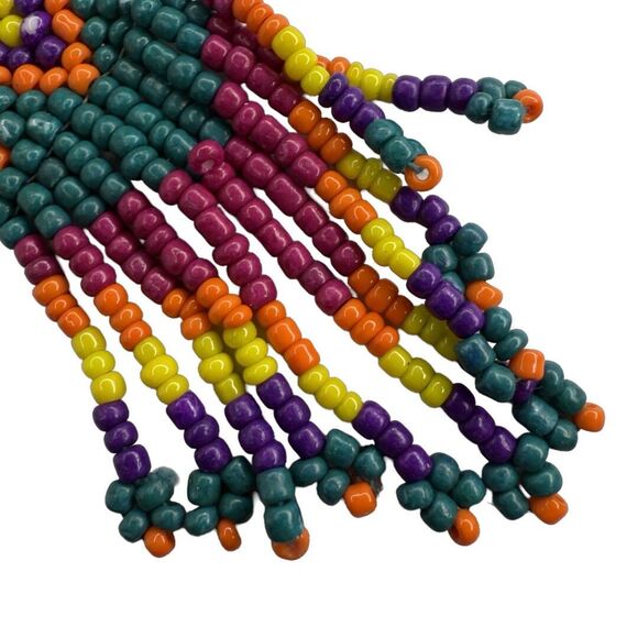 Native American Beaded Dangle Earrings 3" Southwestern Bohemian Artesian - Picture 7 of 8